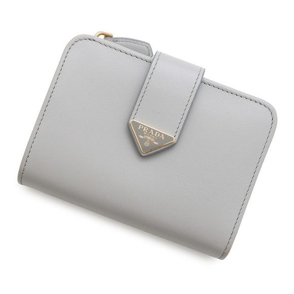Prada s Tab Wallet Bifold Calfskin City - Picture 1 of 8